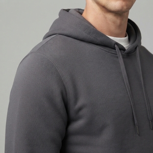 Sudadera con Capucha para Hombre, Color Gris Oscuro, Felpa de Algodón, Corte Regular, Logotipo Bordado, Bolsillo Delantero, Transpirable, para Invierno - Product Image 4