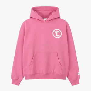 เสื้อฮู้ดปักลายสีชมพู ทรงโอเวอร์ไซส์ ผ้าฝ้ายเฟรนช์เทอร์รี่ 100% สไตล์ลำลอง มีกระเป๋าโลโก้ด้านหน้า ใส่ได้ทั้งชายและหญิง เหมาะสำหรับฤดูหนาว - Product Image 1