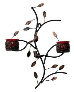 Mantel Magic Porte-bougie mural avec motif d'oiseaux et de feuilles 30x44cm pour la décoration de la maison - Product Image 2