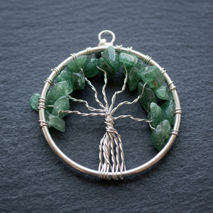 Natural Green Aventurine Tree of Life Pendant wire wrapped <b>Crystal</b> Necklace Healing Gemstone Feng Shui Reiki Spiritual Gift - Product Image 1
