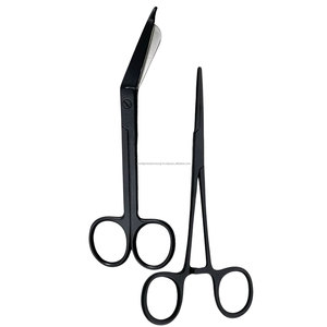 Tijeras Quirúrgicas Rectas con Recubrimiento de Fluoruro Negro, Hemostato para Cirugía General, Instrumento Manual con Certificación CE Clase II - Product Image 1