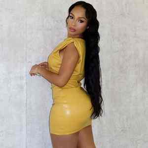 Vestido de Moda 2026 para Mujer, Boutique de Ropa, Sin Mangas, Mini Vestido Ajustado, Sexy, de Cuero Sintético, para Discoteca - Product Image 2