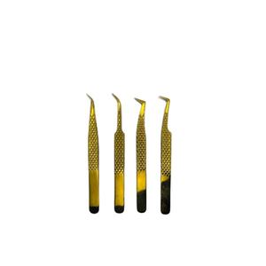 Juego de pinzas para pestañas con agarre de diamante de acero inoxidable personalizado más vendido, 4 piezas con logotipo personalizado - Product Image 1