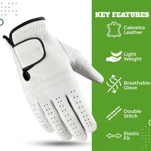 Vantrex Industries Unisex <b>White</b> Pink Golf Gloves Genuine Leather Breathable Non-Slip Magnetic Ball <b>Marker</b> Pull-On Closure - Product Image 3