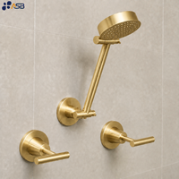 Ensemble de douche mural réglable en chrome sans plomb certifié, avec poignée à levier, jet de pluie, eau chaude et froide