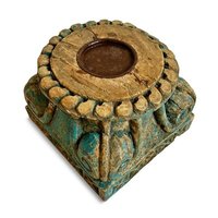 Support de bougie vintage en bois sculpté à la main, style rustique, pour jardin, entrée, salon, chambre, salle à manger
