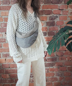 Sac bandoulière unisexe en cuir et toile, style rétro, pour poitrine, épaule, voyage, extérieur, mode, étanche, avec fermeture éclair, vente en gros LCSB-0023 - Product Image 5