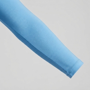 Maillot de cyclisme AMIB SPORTS grande taille 100% polyester écologique bleu clair à manches longues avec fermeture éclair intégrale couleur unie unisexe - Product Image 4