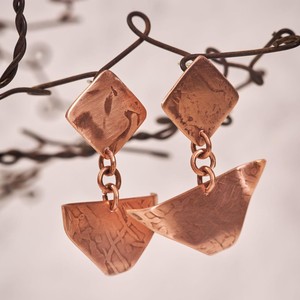 Antique Copper Triple <b>Circle</b> Earrings Metal Craft Layered <b>Ring</b> Dangle Jewelry Handmade Boho Statement Drop Earrings Wholesale - Product Image 3