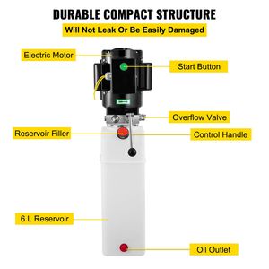 Centralina Idraulica per Sollevamento Auto in Acciaio Inox 6L, 220V 50Hz 1ph 2750 PSI, Nuova e in Materiale Plastico - Product Image 5