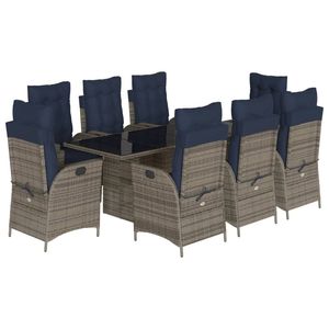 Set da Pranzo da Giardino in Rattan PE Grigio con Grandi Braccioli Regolabili per Pranzi all'Aperto - Product Image 2