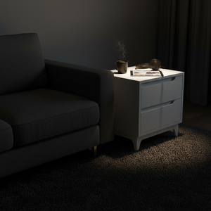 Mesa de Noche Moderna Marrón con 2 Cajones, Diseño Ecológico para Salas de Estar y Comedor - Product Image 3