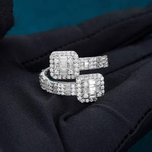 Anillos de Eslabones Cubanos con Diamantes Cultivados en Laboratorio, Chapados en Oro Amarillo de 14K, Estilo Hip Hop, Joyería Fina para Hombre y Mujer, Certificados por RB Gems Jewelry - Product Image 1