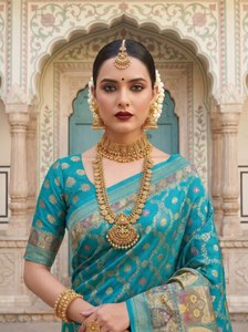Sari en soie Shahi Pushpa Rajwada, design Meenakari, héritage Rajratna, sari traditionnel en soie Pashmina impériale pour mariage et fête - Product Image 2