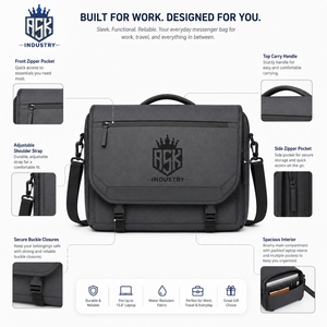 Sac messager pour hommes offrant un rangement intelligent, plusieurs poches et une sangle réglable pour transporter des objets personnels et des documents - Product Image 6