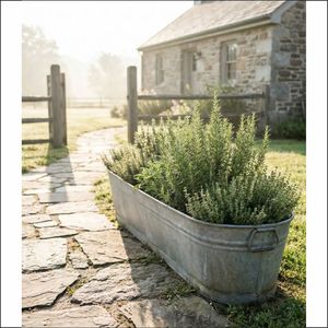 Wholesale Vintage <b>Galvanized</b> Metal Planter <b>Tub</b> Round Heavy Duty Rustic Indoor Outdoor Flower Pot with Handles Farmhouse Home - Product Image 5
