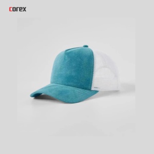 หมวกแก๊ป COREX ENTERPRISES ผ้าแคนวาส 5 ชิ้น ปรับได้ ด้านหน้าผ้าหนังกลับสีเขียวมะกอก ด้านหลังตาข่าย ระบายอากาศ/กันน้ำ ปักโลโก้ 3 มิติ - Product Image 3
