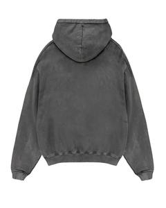 Sweat à capuche noir délavé effet usé, coton épais, coupe oversize, style streetwear, avec poche kangourou - Product Image 4