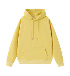 Sweat-shirt à capuche noir pour homme, couleur unie, en molleton français tricoté, manches régulières, style automne - Product Image 4