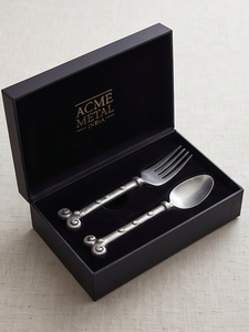 Juego de tenedor y cuchara de acero inoxidable estilo antiguo con mango decorado con cuentas hechas a mano para restaurantes, hoteles y resorts. - Product Image 4