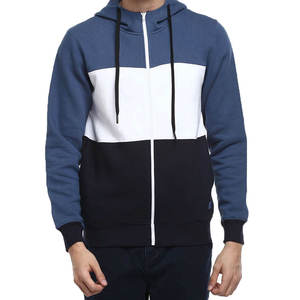 Sweat à capuche zippé surdimensionné en coton 100% respirant, avec blocs de couleur personnalisés, pour homme, automne, logo imprimé sur mesure - Product Image 1