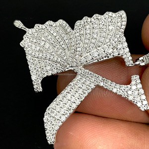 Colgante Personalizado de Moissanita con Inicial, Diseño de Letra K con Alas de Mariposa, Plata de Ley 925 con Baño de Rodio, Estilo Hip Hop para Fiesta - Product Image 3