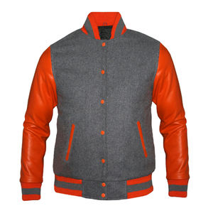 Vestes de baseball en chenille de laine avec logo personnalisé, broderie, style collage, pour hommes, veste bomber varsity, manches en cuir, veste bomber d'hiver - Product Image 1