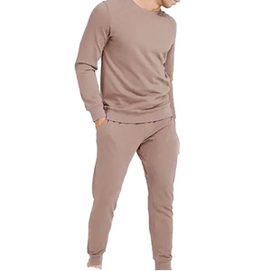 Ensemble de survêtement tricoté de qualité supérieure pour homme, couleur unie, col rond, sweat-shirt à manches longues, pantalon de jogging, tenue décontractée d'automne, respirant - Product Image 1