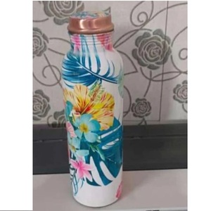 Indian Handmade Best Quality Pure <b>Copper</b> Water <b>Drinking</b> <b>Bottle</b> Gym Home Office Sticker Printed Solid <b>Copper</b> <b>Bottle</b> - Product Image 1