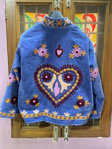 Bulk Manufacturer Handcrafted Suzani Jacket Vintage Heart Print Floral Embroidered <b>Women</b> Short <b>Coat</b> Casual Outerwear Jacket - Product Image 4