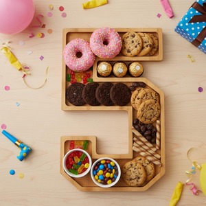 Wooden <b>Number</b> Shape Dessert Platter For Birthday Party Serving Creative Snack Display Tray And Unique <b>Table</b> Decor Idea - Product Image 2