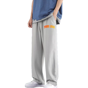 Pantalon de jogging décontracté personnalisé pour homme, coupe droite ample, en polyester/coton épais avec cordon de serrage, broderie, vente en gros - Product Image 2