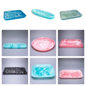 Luxe multicolore abricot tourbillon rond plateau en résine Style Unique tourbillon rose plateau de service décor de Table Restaurant hôtel fournitures - Product Image 6