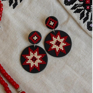 Wholesale Stylish Multi-Colour Beaded Embroidery Earrings Handmade Cotton Fabric Fashion <b>Jewellery</b> Women <b>Artificial</b> Needlework - Product Image 5