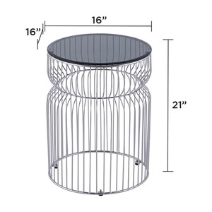 LINEA TEMPERED GLASS SIDE TABLE ROUND GLASS SIDE TABLE MODERN GLASS END TABLE MODERN SIDE TABLE FOR LIVING ROOM AND LOBBY - Product Image 4
