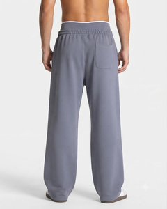 Ensemble de survêtement gris surdimensionné personnalisé pour homme avec détails contrastants – Sweat à capuche en molleton de coton de qualité supérieure et pantalon de survêtement à jambes larges – OEM & ODM - Product Image 6