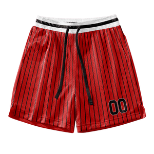 Conjunto de Uniforme de Baloncesto Retro Personalizado con Rayas Rojas, Jersey con Borde Blanco y Negro, Pantalones Cortos, Diseño Retro con Nombre y Número del Equipo - Product Image 5