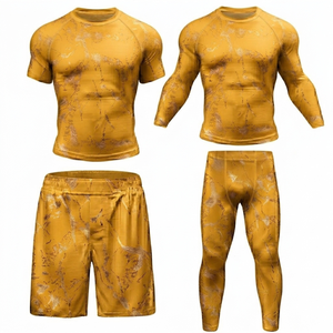 Conjunto de Rashguard de MMA de Calidad Duradera, Manga Corta con Pantalones Cortos, Manga Larga con Leggings, Ropa de Entrenamiento Transpirable y de Compresión - Product Image 4