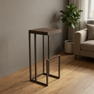 Minimalist Wooden Planter Stand With Metal <b>Frame</b> Rectangle Design For Living Room Indoor Furniture Decoration Durable - Product Image 5
