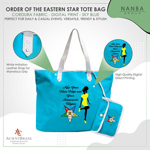 Sac fourre-tout OES avec emblème étoile bleu ciel de l'Ordre de l'Étoile d'Orient (OES) (Gardez vos talons hauts et vos standards plus élevés) - Product Image 4