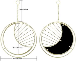 Espejo Decorativo de Pared con Forma de Luna Dorada, Espejo Colgante de Metal para Sala de Estar, Dormitorio, Decoración de Interiores del Hogar, Venta al por Mayor - Product Image 4