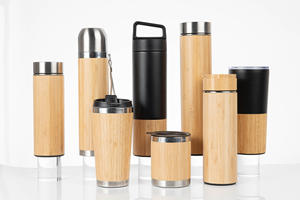 Gobelet isotherme en acier inoxydable style bambou, double paroi isolée, couvercle sécurisé pour eau bouillante, emballage cadeau pour café et thé - Product Image 1
