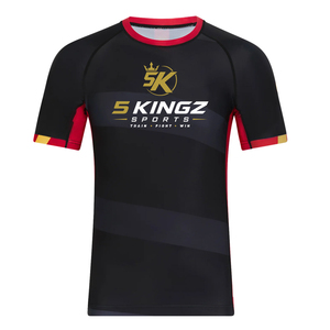 เสื้อรัดกล้ามเนื้อพิมพ์ลายแบบระเหิดสำหรับผู้ชายและผู้หญิง ปี 2023 ผลิตตามแบบ OEM ผ้าสแปนเด็กซ์/โพลีเอสเตอร์ ระบายอากาศได้ดี น้ำหนักเบา เหมาะสำหรับกีฬา MMA และฟิตเนส - Product Image 2