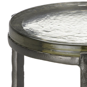 Aluminum Casted Drink <b>Table</b> With Casted Glass Top 23 Inch Height - Product Image 3