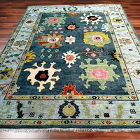 Vintage 8x10 émeraude élégance Oushak tapis noué à la main luxueux gris foncé salon tapis de sol beaux ensembles de tapis