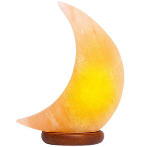 Lampe de sel rose de l'Himalaya en gros, de qualité supérieure, en forme de lune, lampe d'aromathérapie avec base en bois sculpté, lampe d'amour élégante - Product Image 3