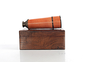 Handheld Telescope in <b>Wood</b> <b>Box</b>-Brown Leather Engraved Multifunction Design - Product Image 5