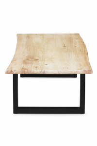 Mesa de Centro Rectangular de Madera de Acacia Marrón Natural para Sala de Estar con Patas de Metal Negro, Muebles Modernos Rústicos para el Hogar - Product Image 3