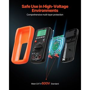 Multimetro Digitale 4000 Conti con Auto-Range TRMS, Tester di Corrente e Tensione AC 600V, Capacità di Misurazione Massima di Corrente, Tensione e Resistenza - Product Image 5