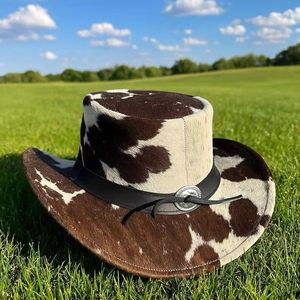 Sombrero de Vaquero de Cuero Ajustable y Elegante 2026, Hecho a Mano, Estilo Occidental, con Pelo de Vaca, para Deportes, Casual, Negocios, Fiestas, Adultos, Aire Libre - Product Image 4
